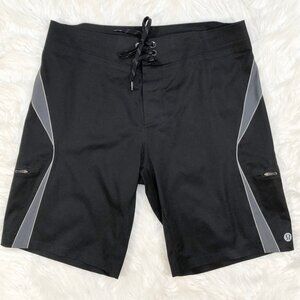 LULULEMON Wave 11" Board Shorts Swim Trunks in Black/Grey 36